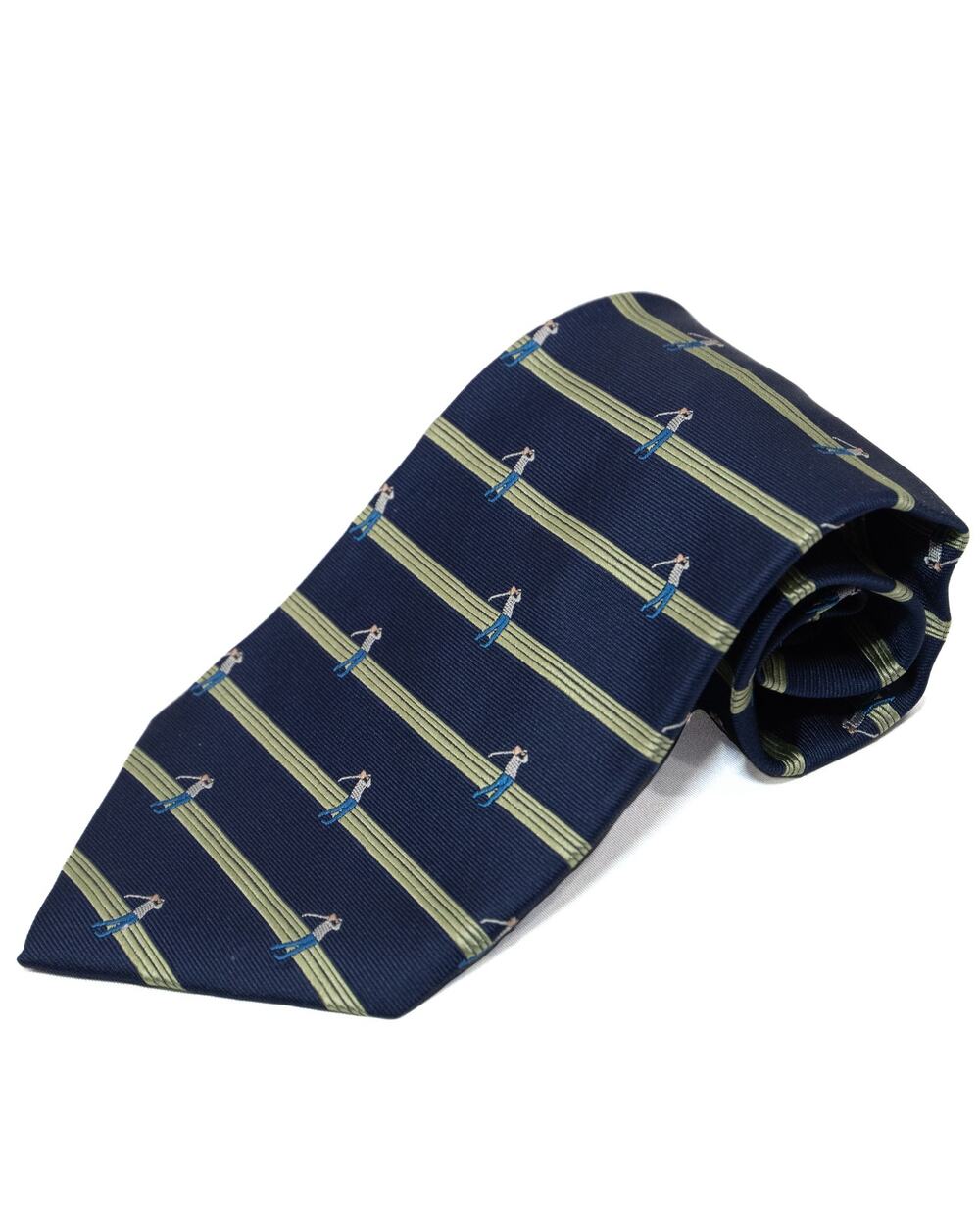 Tommy Bahama Navy Blue Striped Silk Golf Tie